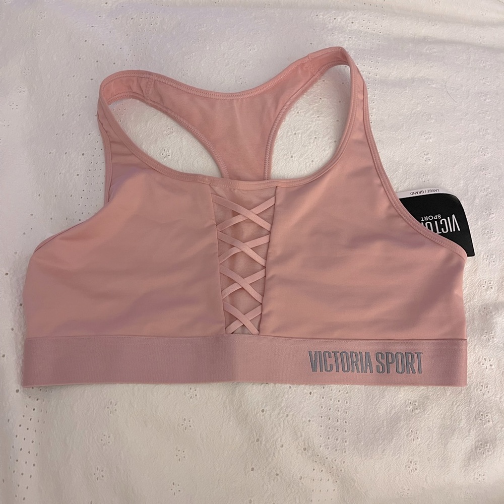 NEW!! Victoria’s Secret The Players Sports Bra - Nude Pink Lace - Size Large